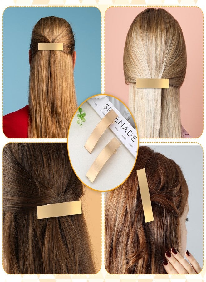 Shimmeroo 2Pcs Gold Hair Clips for Women,French Barrette Minimalist Gold Hair Barrettes-Metal Flat Barrettes Hairs Accessories for Women,Lady Christmas Gifts - Image 5
